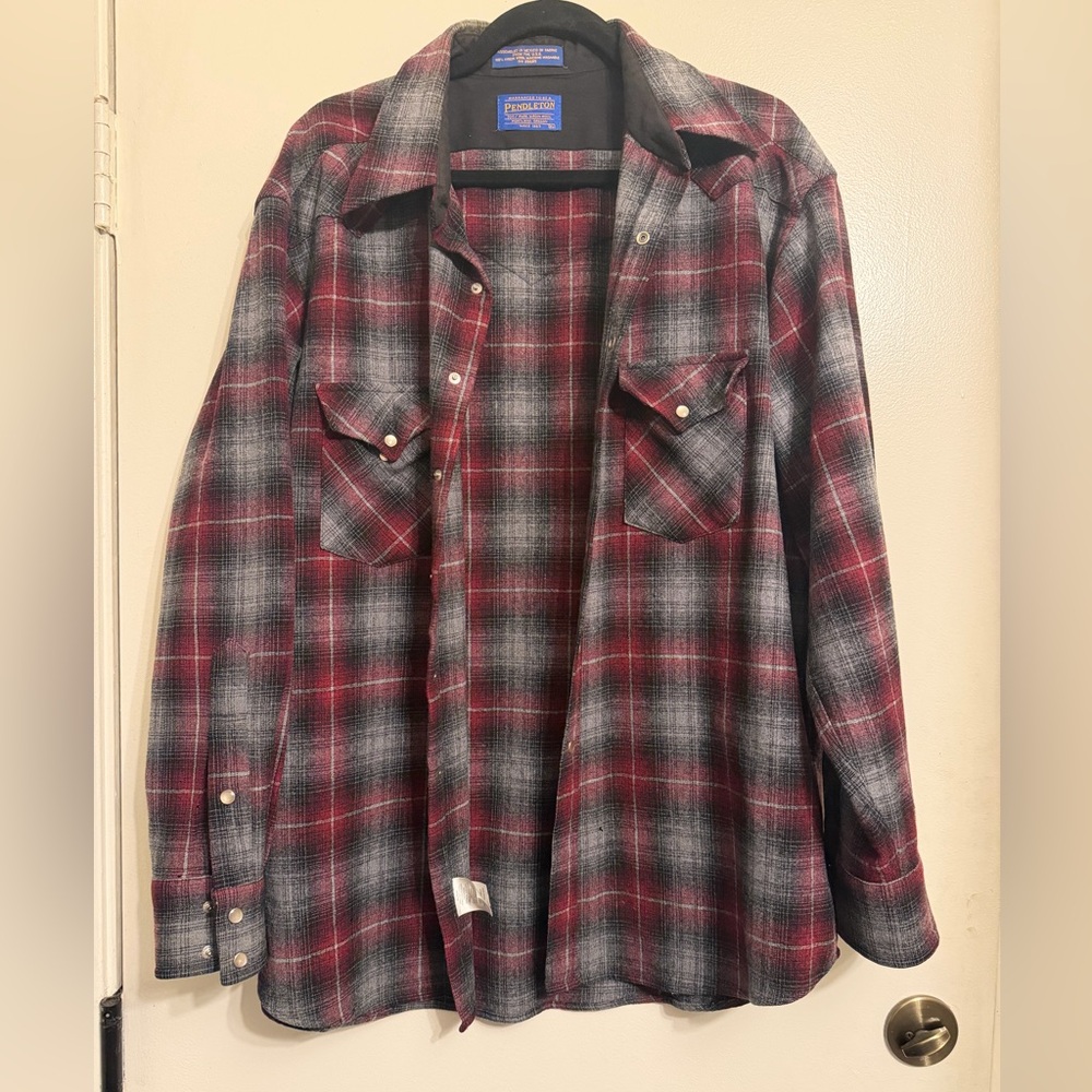 Pendleton Red and Gray Plaid Shirt